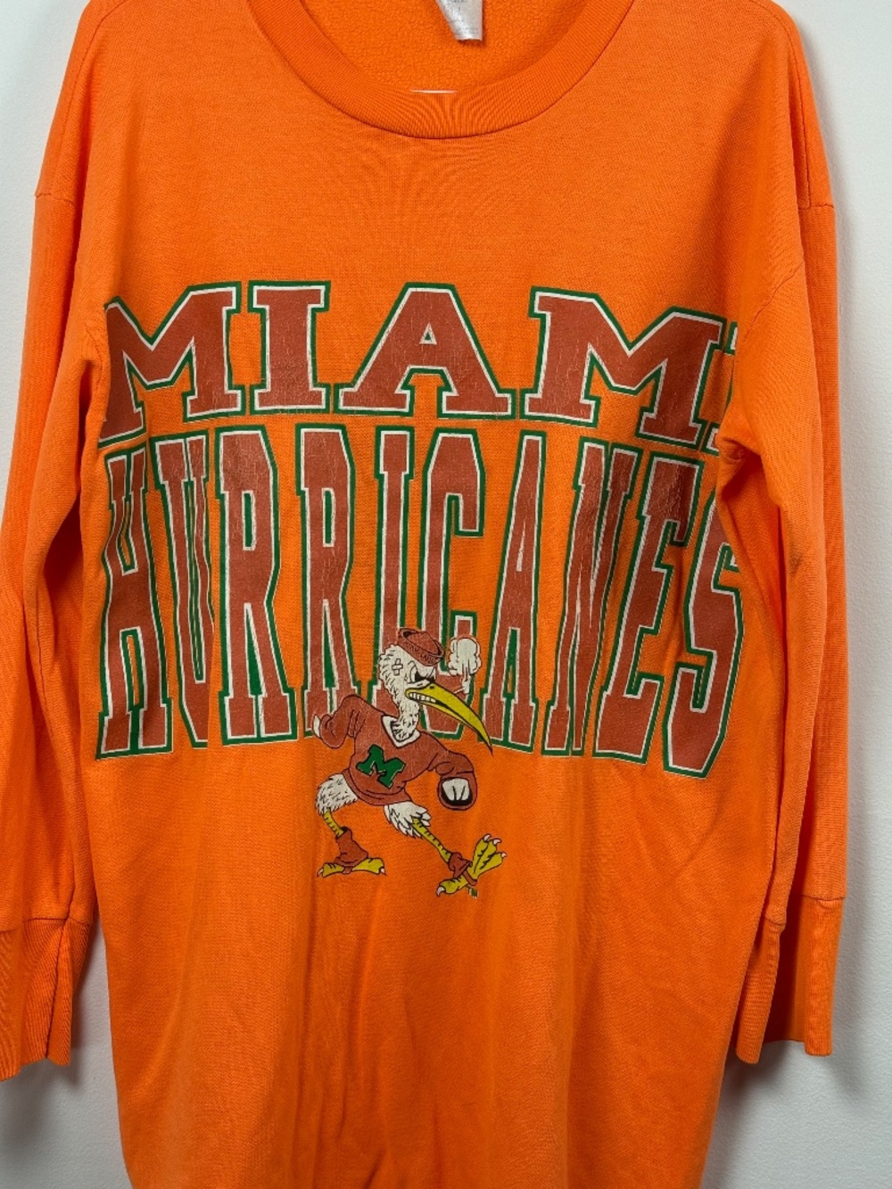 Vintage 90s NCAA Miami Hurricanes orange sweatshirt One size made in usa
